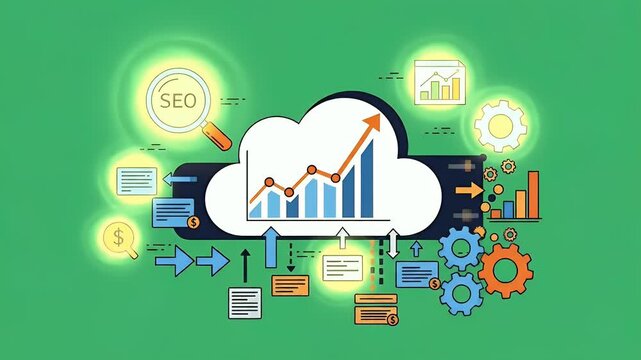 Cloud Statistics Growth Data Analysis SEO Technology Footage