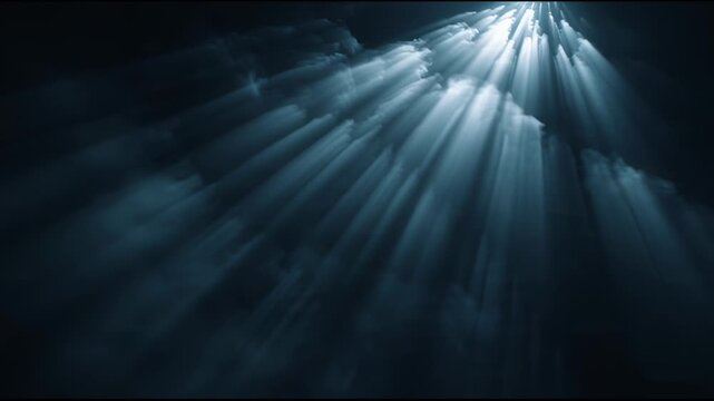 Dramatic Volumetric Light Rays Through Thick Fog Motion Background