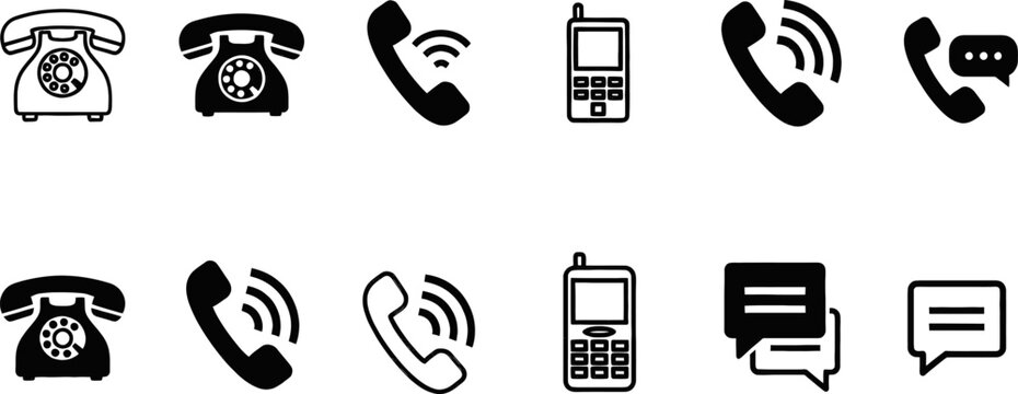 Vintage to modern communication devices icon set