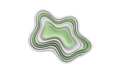 Abstract layered organic shapes in green and white
