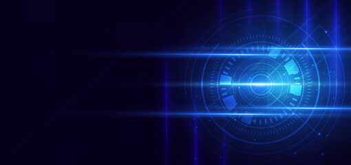 Hud screen technology system on blue background.