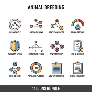 Animal Breeding Icons Set for Infographics.