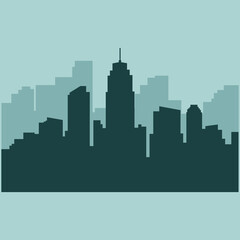 Fototapeta premium Flat vector illustration of a commercial city icon logo in black and white.