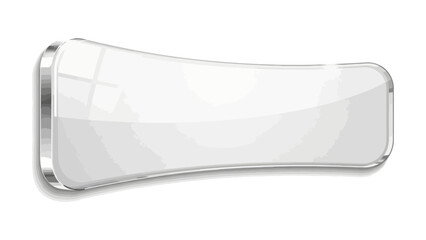 Fototapeta premium White glass button with silver border on white background
