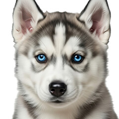 Fototapeta premium Husky puppy close-up isolated on transparent background
