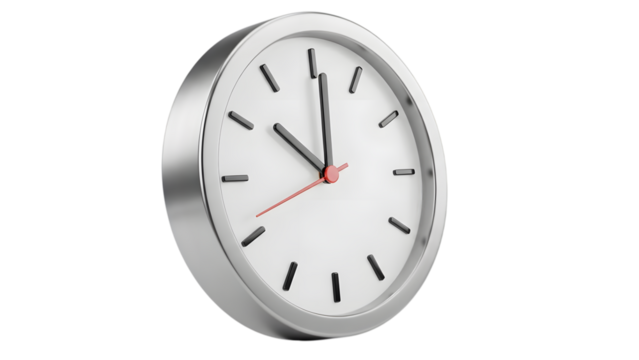 3D Minimalist wall clock isolated on transparent background, time concept - Powered by Adobe