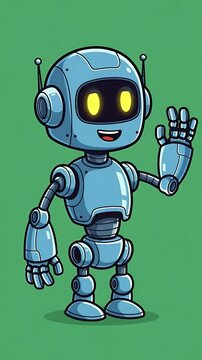 Cute Blue Robot Character Animation Loop Footage Background