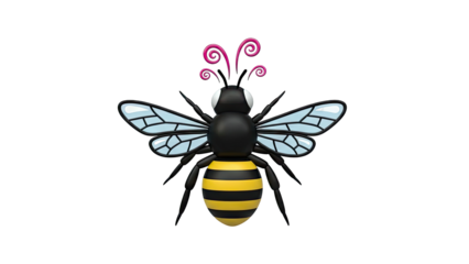 Cartoon Bee with Swirly Antennae