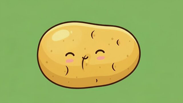 Cute Pixel Potato Animation with Blushing Cheeks and Green Background