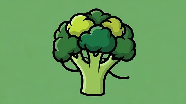 Cute Cartoon Broccoli Character Waving Hello Animation