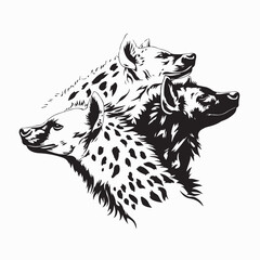 Fototapeta premium Group of Hyenas Image Vector. Black and White Group of Hyenas Vector