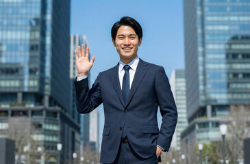 都会で働く若いビジネスマン