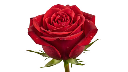 Fototapeta premium Single red rose flower with fresh petals isolated on transparent background