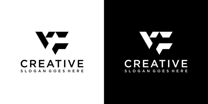 VF or FV initial letter logo design vector