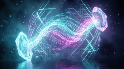 Abstract cloud computing tech. Safe encrypted storage, personal data protection, verified encription tech. Security protocol wireless file transfer drive service. Global database, online information