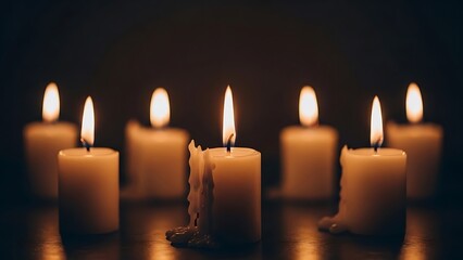 A row of lit candles