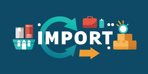 Fototapeta premium Dynamic import logo with rounded letters transforming, symbolizing business growth and modernization