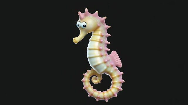 Seahorse Animation on Black Background.