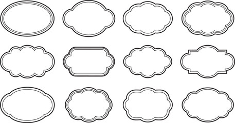 Fototapeta premium Empty label and badge outlines in black