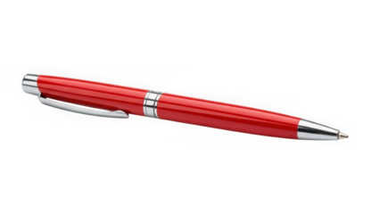 red pen with silver accents on white background