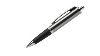 silver and black pen with clip on top