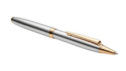 Naklejka premium silver and gold pen with clip isolated on white background