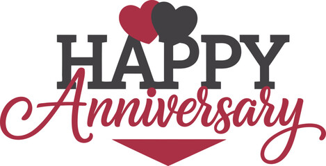 Happy Anniversary Love Heart Typography Design