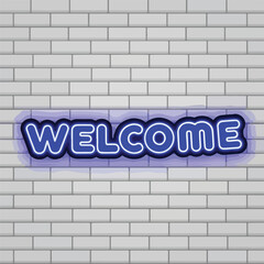 Obraz premium A digital illustration of a 'welcome' sign on a brick wall