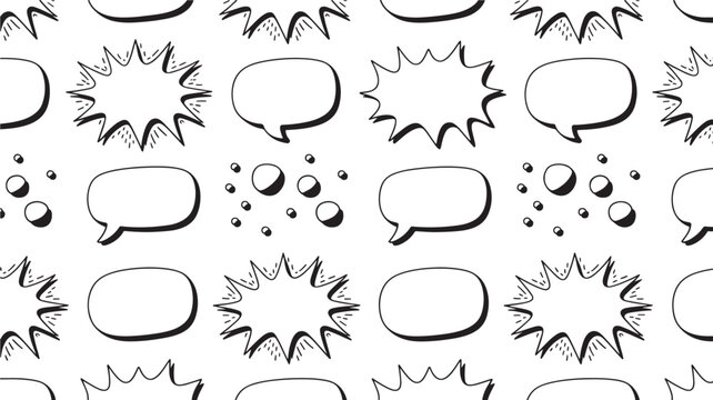 Comic Speech Bubbles in Cartoon Style with Black Outline on White Background for Graphic Design