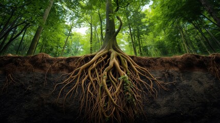 Hierarchy, A visual representation of a jungle ecosystem, showcasing the diverse hierarchy from roots to canopy, emphasizing the intricate relationships within nature.