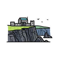 Naklejka premium A castle on a cliff overlooking water