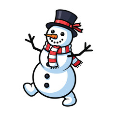 A cheerful snowman in a top hat