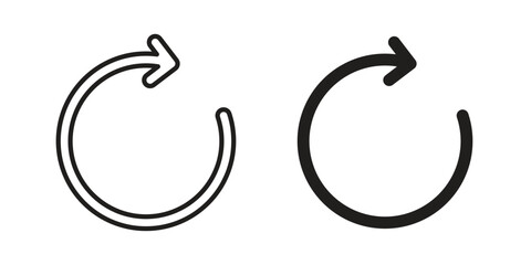 Reset icons vector glyph and thin line. Black icons