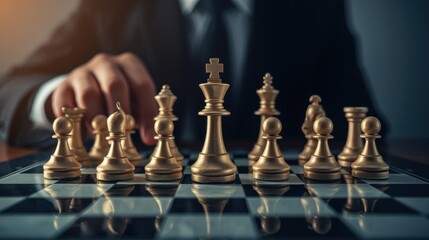 Hierarchy, Corporate strategy visualized as a chessboard, illustrating hierarchical relationships and decision-making dynamics in a business context.