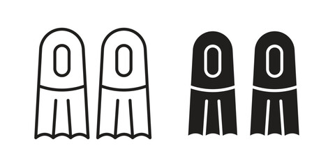 Scuba diving icons vector glyph and thin line. Black icons © Abstractor