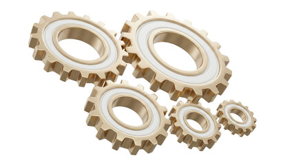 Golden Gears Interlocking on White Background