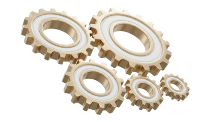 Golden Gears Interlocking on White Background