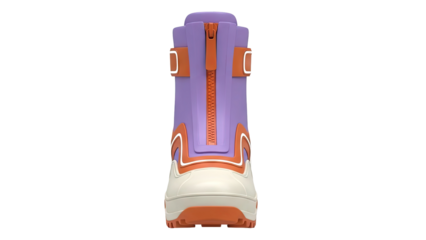 Purple and Orange Zippered Boot with Cream Toe