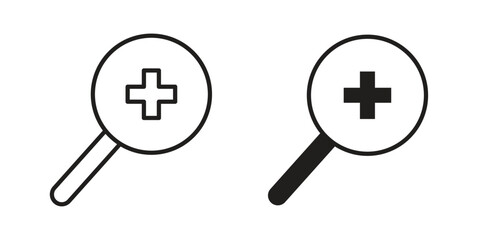 Fototapeta premium Zoom in icons vector glyph and thin line. Black icons