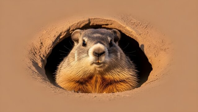 Groundhog day celebration with furry weather predictor