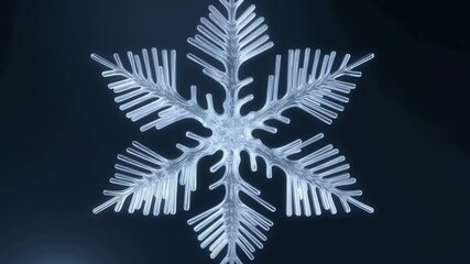 Snowflake Crystallography – Hexagonal Ice Crystal Growing Under Microscope with Glowing Blue Light
