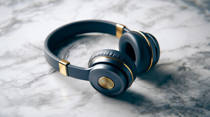 Modern Wireless Headphones Floating Above Marble