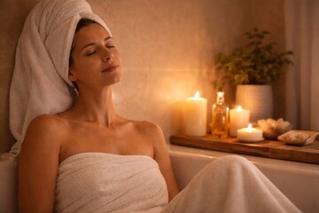 Woman Enjoying Relaxing Spa Moment at Home