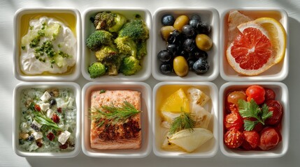 Fresh and Healthy Food Displayed in Elegant Containers for Culinary Inspiration