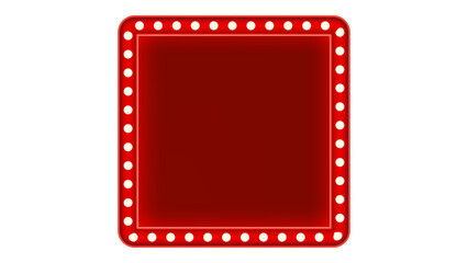 Red Frame, Lightbox, Light Banner, Vintage Bright Billboard For Advertising, Transparent