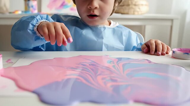Childs Artistic Mishap - Colorful Paint Spill and Surprise.