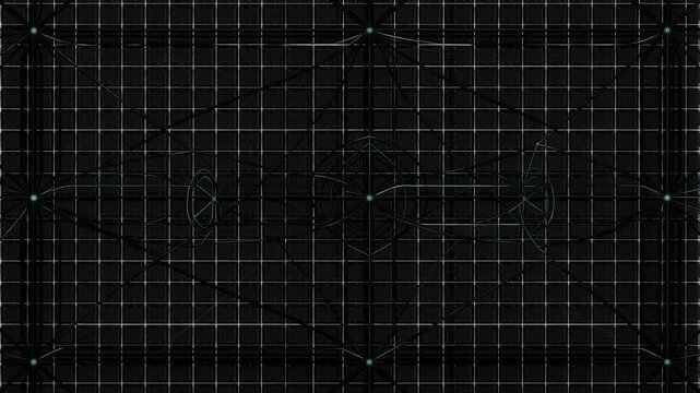 Dynamic geometric pattern with intersecting lines and grid