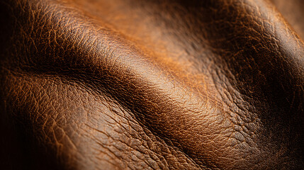 Softly Folded Brown Leather Texture material fabric
