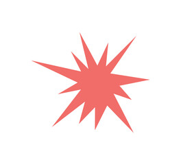 Obraz premium Irregular star shape icon. Abstract red starburst symbol. Comic burst sticker. Graphic design collage element. Spiky cartoon figure. Vector illustration isolated on white background.