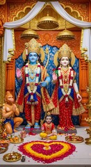 Hindu deities rama sita lakshmana hanuman temple darshan religious worship spiritual india god
